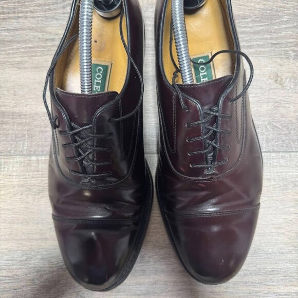 Cole Haan Burgundy Leather Cap Toe Oxford Shoes Men's Size 10 - Picture 2 of 7